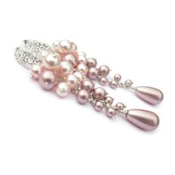 ślubne kolczyki z perłami Swarovski różowe - Kolczyki - Biżuteria