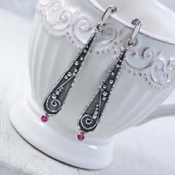 Srebrne kolczyki z cyrkoniami - Kolczyki - Biżuteria
