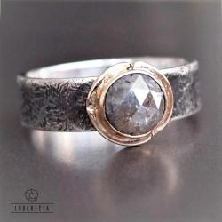 unikatowy,surowy pierścionek z diamentem, - Pierścionki - Biżuteria