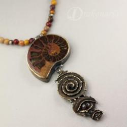 amonit,spirala,amulet,oczy,japis,przemijanie - Naszyjniki - Biżuteria