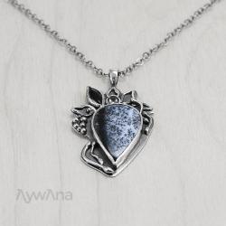 srebrny wisior z agatem - Wisiory - Biżuteria