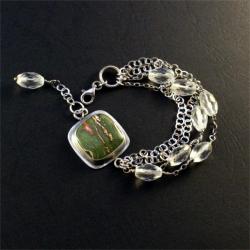 srebrna bransoletka z jaspisem - Bransoletki - Biżuteria
