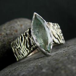 srebro,akwamaryn,pierścień - Pierścionki - Biżuteria