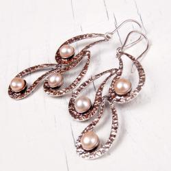 kolczyki,wiszące,srebrne,zperłami,perły - Kolczyki - Biżuteria