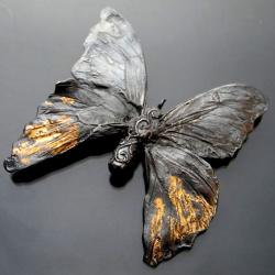 motyl,czarne srebro,oksydowane,duża broszka - Broszki - Biżuteria