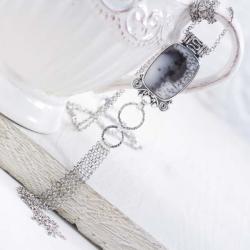 Srebrny naszyjnik z agatem dendrytowym - Naszyjniki - Biżuteria