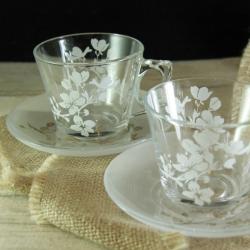 kwiat wiśni,filiżanki,piaskowanie - Ceramika i szkło - Wyposażenie wnętrz