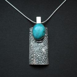 wisior srebrny,z turkysem,biżuteria artystyczna - Wisiory - Biżuteria