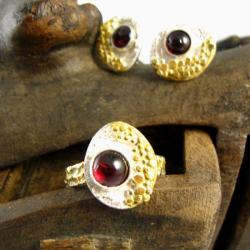 Komplet biżuterii srebrnej z granatami - Komplety - Biżuteria
