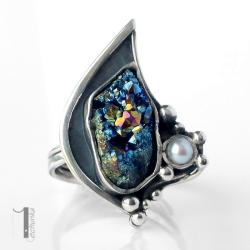pierścień srebrny,kwarc tytanowy,metaloplastyka - Etui - Dodatki