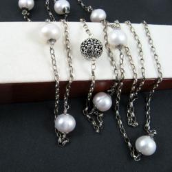 perłowy,długi - Naszyjniki - Biżuteria