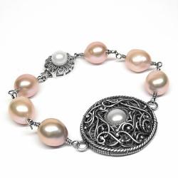 elegancka bransoletka z naturalnymi perlami - Bransoletki - Biżuteria