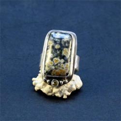 srebrny pierścionek z jaspisem oceanicznym - Pierścionki - Biżuteria