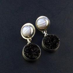 srebrne kolczyki z agatami - Kolczyki - Biżuteria