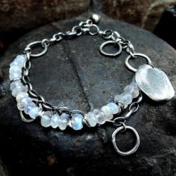 Srebrna bransoleta z kamieniem księżycowym - Bransoletki - Biżuteria