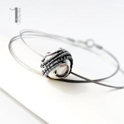 srebrny naszyjnik,perła majorka,wire wrapping - Naszyjniki - Biżuteria
