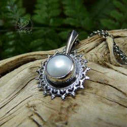 srebrny,perła,delikatny,elegancki - Naszyjniki - Biżuteria