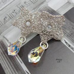 koronkowa gwiazdka z kryształem - Kolczyki - Biżuteria