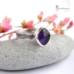 fioletowy kamień,ametyst,pierścionek - Pierścionki - Biżuteria