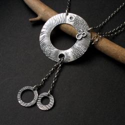 naszyjnik srebrny,koła,art clay,handmade,fiann - Naszyjniki - Biżuteria