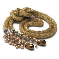 naszyjnik,lariat,szydełkowy wąż,crochet rope - Naszyjniki - Biżuteria