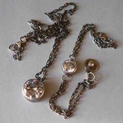 cyrkonia,z cyrkoniami,na łańcuszku, - Komplety - Biżuteria