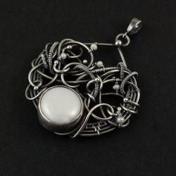 wisior,wire-wrapping,perła,misterny, - Wisiory - Biżuteria