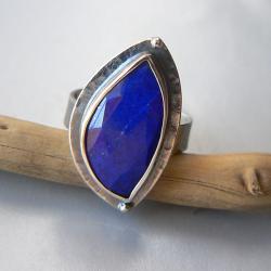 lapis lazuli,regulowany,srebro kute - Pierścionki - Biżuteria