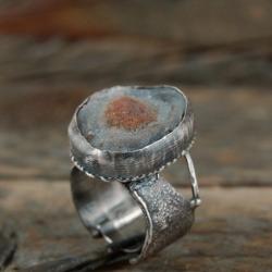 srebrny pierścionek z chalcedonem - Pierścionki - Biżuteria