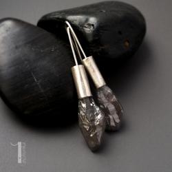 kolczyki srebrne,kwarc tytan,metaloplastyka,925 - Kolczyki - Biżuteria