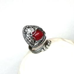 pierścień z czerwonym agatem - Pierścionki - Biżuteria