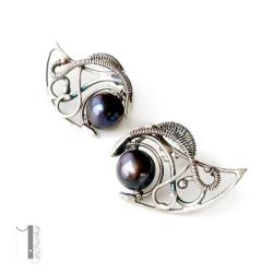 kolczyki srebrne,kolczyki z perłą,sztyfty - Kolczyki - Biżuteria
