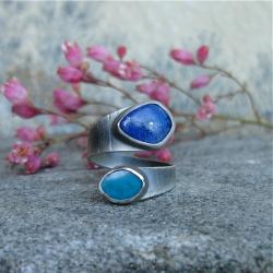 niebieski,granatowy,lapis lazuli - Pierścionki - Biżuteria