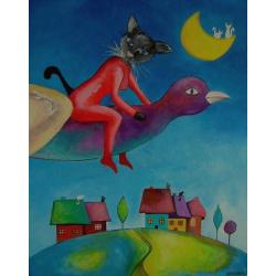 koty,abstrakcja,kolor,kaczka,miasteczko - Obrazy - Wyposażenie wnętrz
