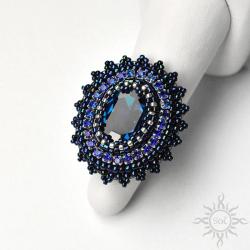niebieski,okazały,kryształy,wiktoriański,efektowny - Pierścionki - Biżuteria