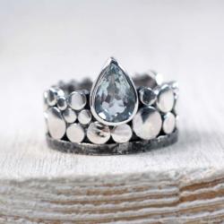 Srebrny pierścionek z akwamarynem - Pierścionki - Biżuteria