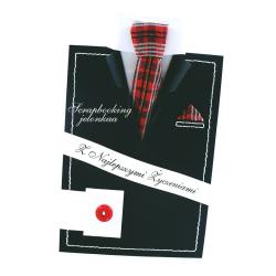 garnitur,krawat,kartka,mankiet,guzik,życzenia - Kartki okolicznościowe - Akcesoria