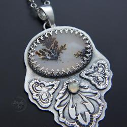 srebrny,naszyjnik,z opalem etiopskim - Naszyjniki - Biżuteria