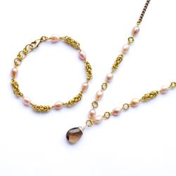 komplet,naszyjnik,bransoletka,perły - Komplety - Biżuteria