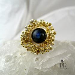 pierścień srebrny z labradorytem - Pierścionki - Biżuteria