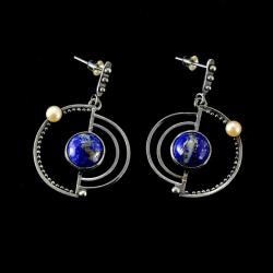 kolczyki z lapis lazuli,kolczyki kosmiczne - Kolczyki - Biżuteria