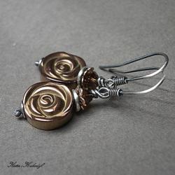 romantyczne,delikatne,róże - Kolczyki - Biżuteria