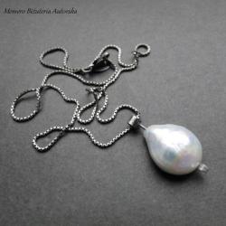srebro,perła,surowy,delikatny,naszyjnik - Naszyjniki - Biżuteria