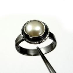 perła,blask,srebro,retro,perłowy,elegancki,minimal - Pierścionki - Biżuteria