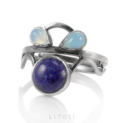 litori,handmade,pierścionek,lapis lazuli,srebro - Pierścionki - Biżuteria