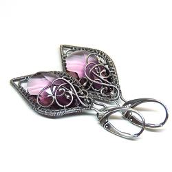 eleganckie kolczyki z fioletowym kryształem - Kolczyki - Biżuteria