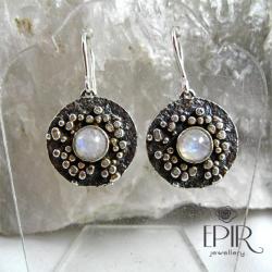 kolczyki srebrne z kamieniami księżycowymi - Kolczyki - Biżuteria