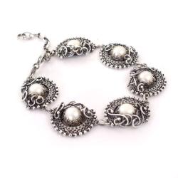 bransoleta,wire-wrapping,elegancka,perły,misterna - Bransoletki - Biżuteria