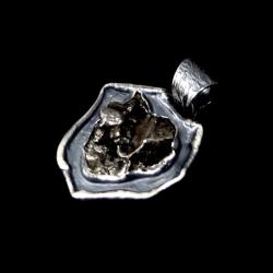meteoryt,srebro,blask,surowy,kosmos,medalion,styl - Wisiory - Biżuteria