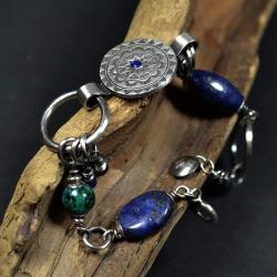 srebrna mandala,bransoletka z lapis lazuli - Bransoletki - Biżuteria